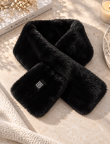 Thermza heated scarf in black, flat lay