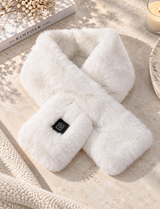 Thermza heated scarf in white, flat lay